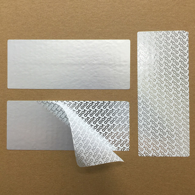 Silver Void Labels (2 Layer Security), Unprinted